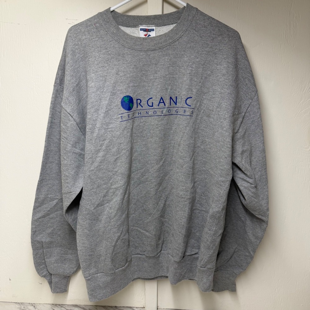 Vintage Jerzees NuBlend Sweatshirt Mens Large Gray Organic Technologies USA Made